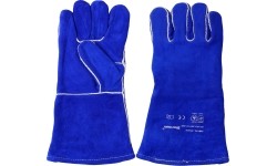 MIG welding gloves, leather, blue