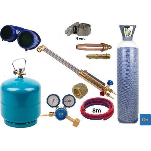 Gas cutting kit (torch, reducer, oxygen 5L, propane-butane cylinders, accessories)