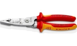 Replės elektros instaliacijos darbams daugiafunkcinės VDE 200mm KNIPEX
