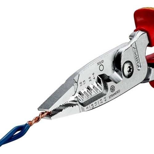Replės elektros instaliacijos darbams daugiafunkcinės VDE 200mm KNIPEX
