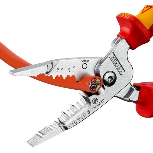 Replės elektros instaliacijos darbams daugiafunkcinės VDE 200mm KNIPEX