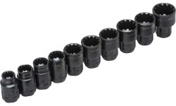 Regul. graduot. raktas su terkšle ir galvutėmis rinkinys 11vnt. (10-19mm)