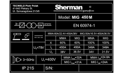 Inverter welder Sherman MIG 450M/4R