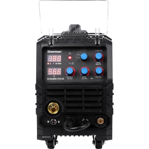 Inverter welder DUALMIG 210 S4 with wheels and cylinder shelf