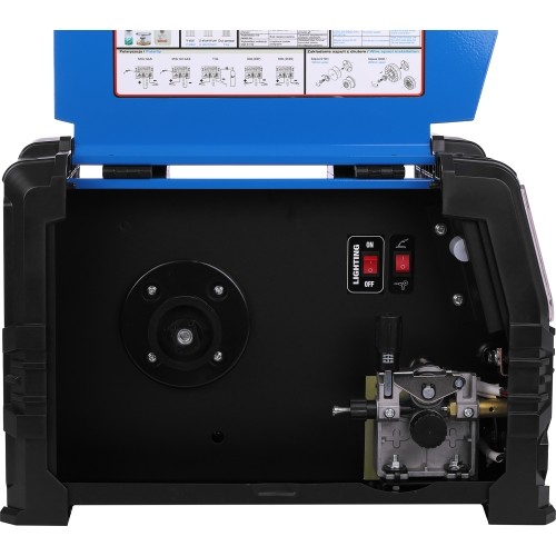 Inverter welder DUALMIG 210 S4 with wheels and cylinder shelf