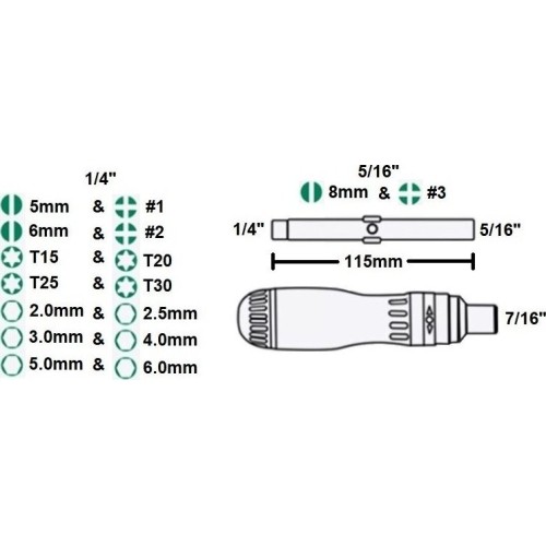 Screwdriver with interchangeable bits (19pcs)
