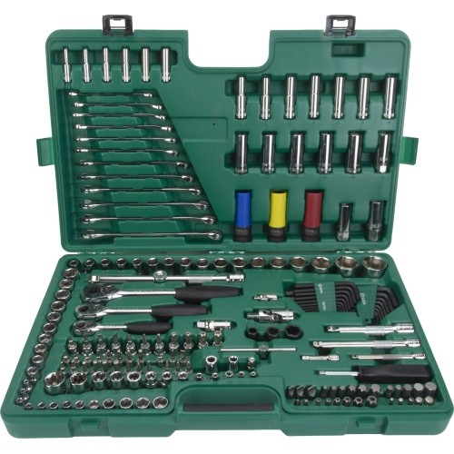 1/4'' + 3/8'' + 1/2'' Galvučių ir raktų rinkinys 190vnt. 6-kampės