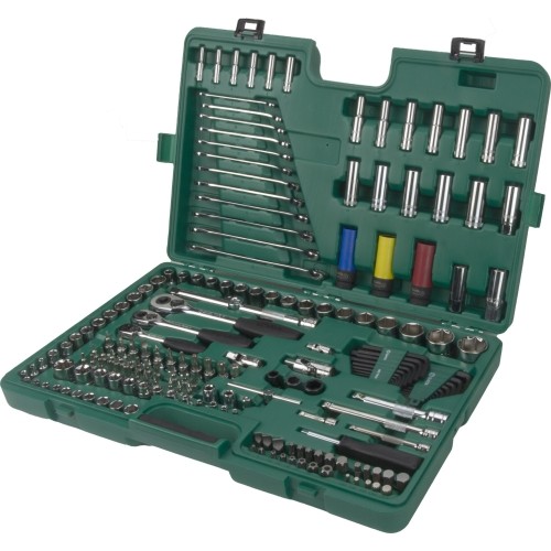 1/4'' + 3/8'' + 1/2'' Galvučių ir raktų rinkinys 190vnt. 6-kampės