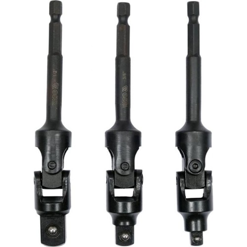 1/4" + 3/8" + 1/2" Dr. Drill socket swivel adapter set 3pcs