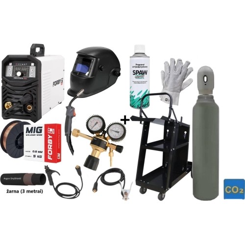 PRODUCT PACK Inverter welding machine FORBY® MIG 210FX + CO2 cylinder 8l with accessories
