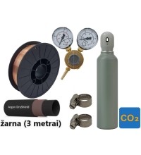 MIG/MAG welding accessory set: filled 8 l CO2 cylinder, Ar/Co2 reducer, gas hose, wire, clamps
