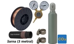 MIG/MAG suvirinimo priedų kompl.: užpildytas 8 l CO2 balionas, reduktorius Ar/Co2, dujų žarna, volframiniai elektrodai, sąv