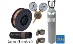 MIG/MAG welding accessory set: filled 10 l CO2 cylinder, Ar/Co2 reducer, gas hose, tungsten electrodes, clamps