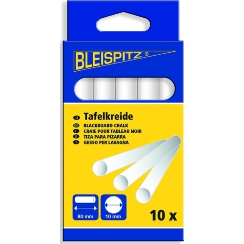 Kreidelės, baltos, apvalios Ø10mm x 80mm, 10vnt