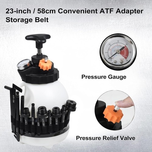 Pavarų dėžės tepalo užpildymo įrenginys 3l su ATF adapterių rinkiniu