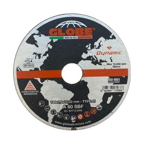 Pjovimo diskas Globe 125x22.2 Dynamic, juodam ir nerūd. plienui - 1.6 mm 
