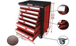Tool trolley No.6, 7 drawers, red