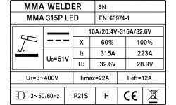 Inverter welding machine FORBY® MMA 315P LED (315A - 60%) (three-phase 400V)