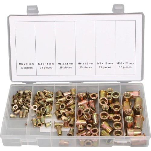 Steel nut rivets M3-M10, 150pcs