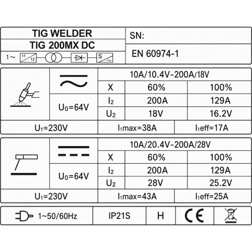 Welding machine FORBY® TIG 200 MX DC (200A - 60%) (synergic)