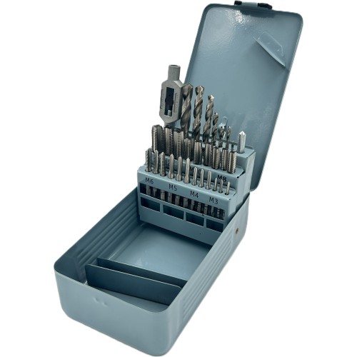 Taps and drills set with tin and titan coat 29pcs, M35 HSSE