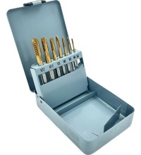 Taps set M3-M12 with tin coat 7pcs, HSS M35 HSS4341