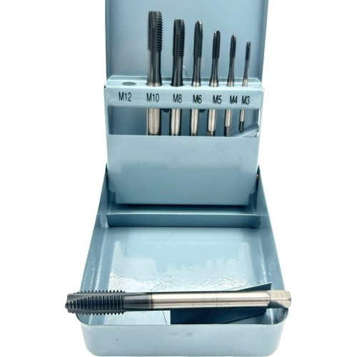 Taps set M3-M12 with TiAlN coat 7pcs, HSS M35 HSS4341