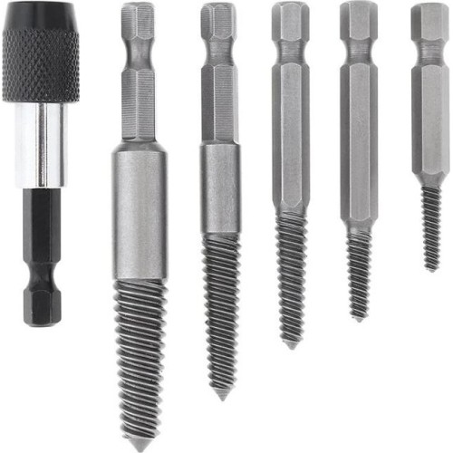Užlūžusių varžtų išsukėjų rinkininys 1/4" HEX 6vnt. (smulkus sriegis)