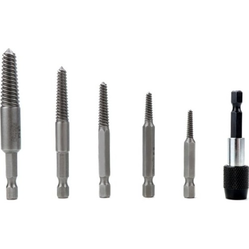 Užlūžusių varžtų išsukėjų rinkininys 1/4" HEX 6vnt. (smulkus sriegis)