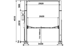 Two post lift with electromagnetic release 4.0t, 380V H4533mm