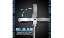 Open combination ratchet spanner with flexible head - 19mm