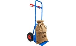 Folding transport trolley with a platform and a handy handle
