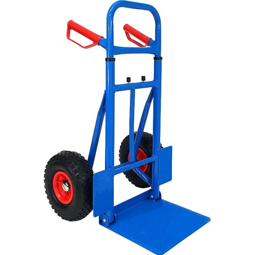Folding transport trolley with a platform and a handy handle