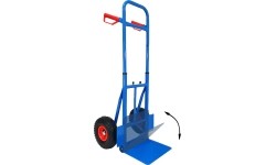 Folding transport trolley with a platform and a handy handle