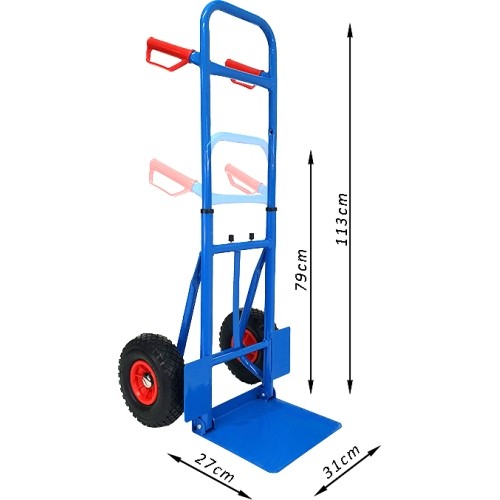 Folding transport trolley with a platform and a handy handle