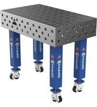 Welding table PRO 15 mm - 1000x600mm - Φ28 - 100x100mm - On wheels