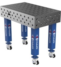 Welding table PRO 15 mm - 1000x600mm - Φ28 - Diagonal - On wheels