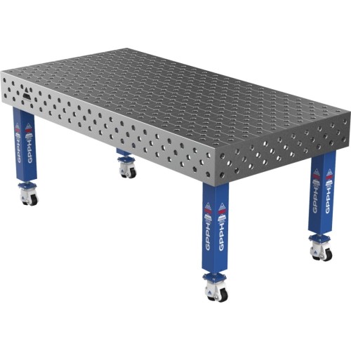 Welding table PRO 15 mm - 2000x1000mm - Φ28 - Diagonal - On wheels