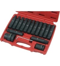 3/4" + 1" Smūginių antgalių rinkinys (TORX, E-TORX, HEX) 16vnt.