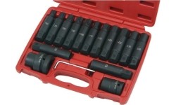 3/4" + 1" Dr. Bit socket impact set (TORX, E-TORX, HEX) 16pcs.