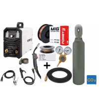 Special offer! FORBY® MIG 210FX LED semi-automatic welder kit (synergic) + 5 l CO2 cylinder with accessories