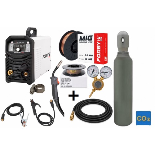 PRODUCT PACK Inverter welding machine FORBY® MIG 210FX + CO2 cylinder 5l with accessories