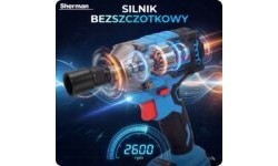 Akumuliatorinis smūginis veržliasukis „Sherman ET-105“ 500 Nm su 2 akumuliatoriais ir lagaminu