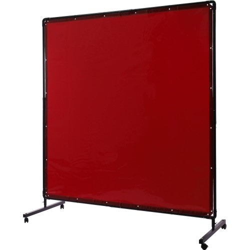 Welding safety curtain with frame, 1.80 x 1.80 m - Red