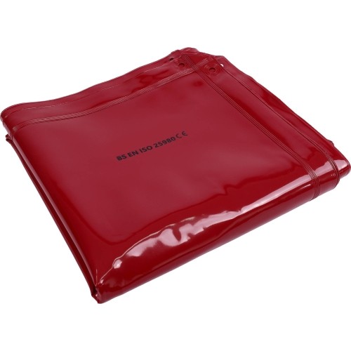 Welding safety curtain with frame, 1.80 x 1.80 m - Red