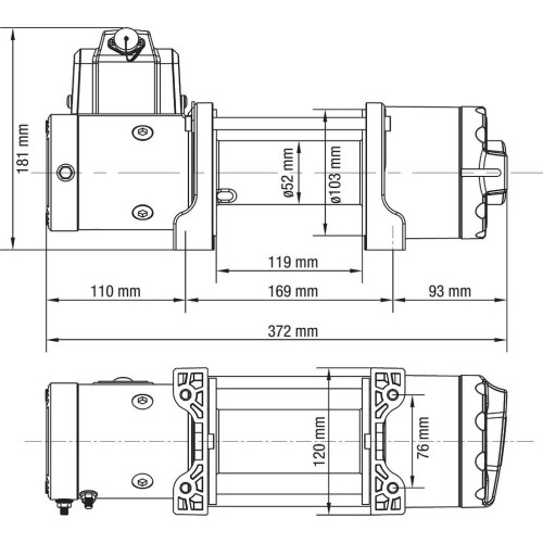 Electric winch 12V 4500LBS/2040KG (Synthetic rope)