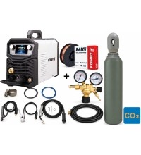 Pusautomačio KOMPLEKTAS FORBY® MIG 200PT LCD pulse (200A - 60%) (sinergetinis) + CO2 balionas 8l su priedais