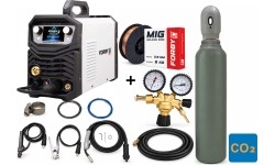 Pusautomačio KOMPLEKTAS FORBY® MIG 200PT LCD pulse (200A - 60%) (sinergetinis) + CO2 balionas 8l su priedais
