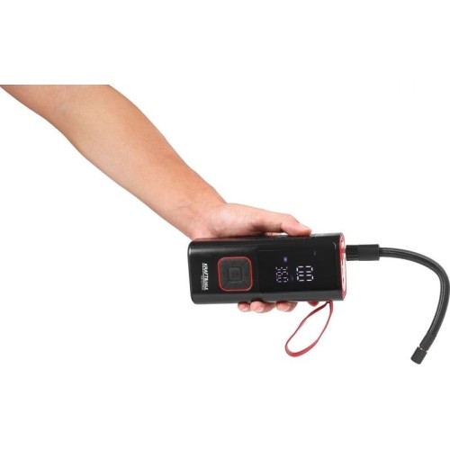 Cordless air compressor, 85 W, 10 bar, with LCD screen and LED flashlight