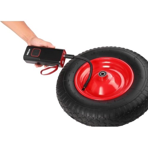 Cordless air compressor, 85 W, 10 bar, with LCD screen and LED flashlight